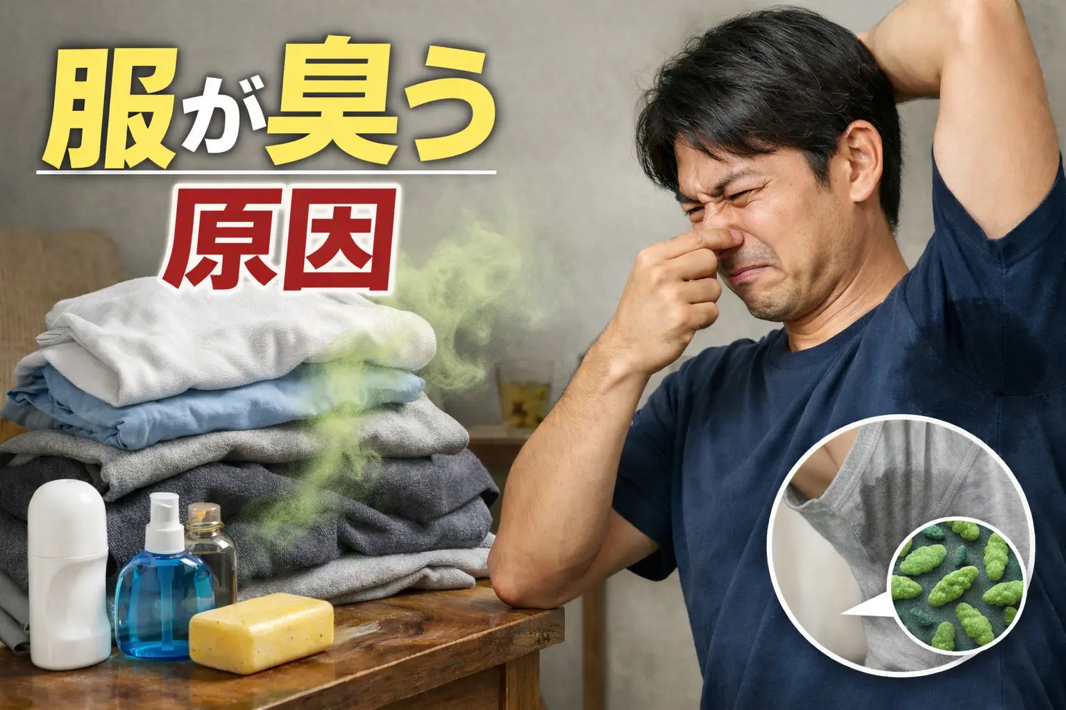 服が臭う原因に悩む男性