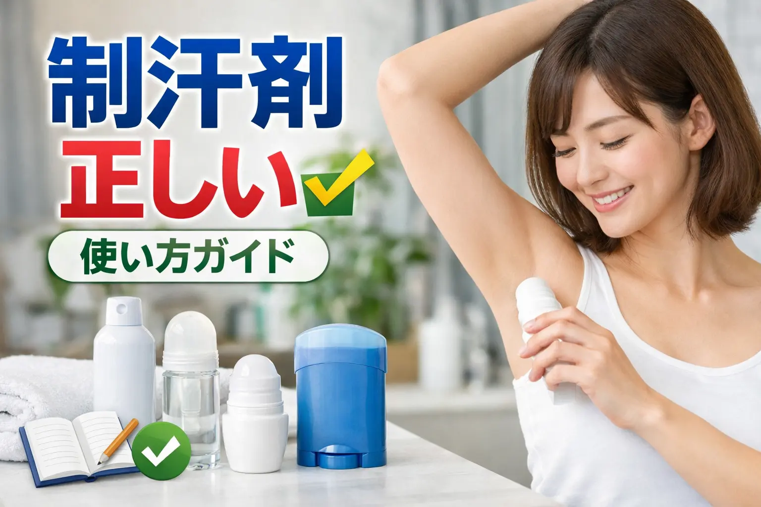 正しく制汗剤を使っている女性